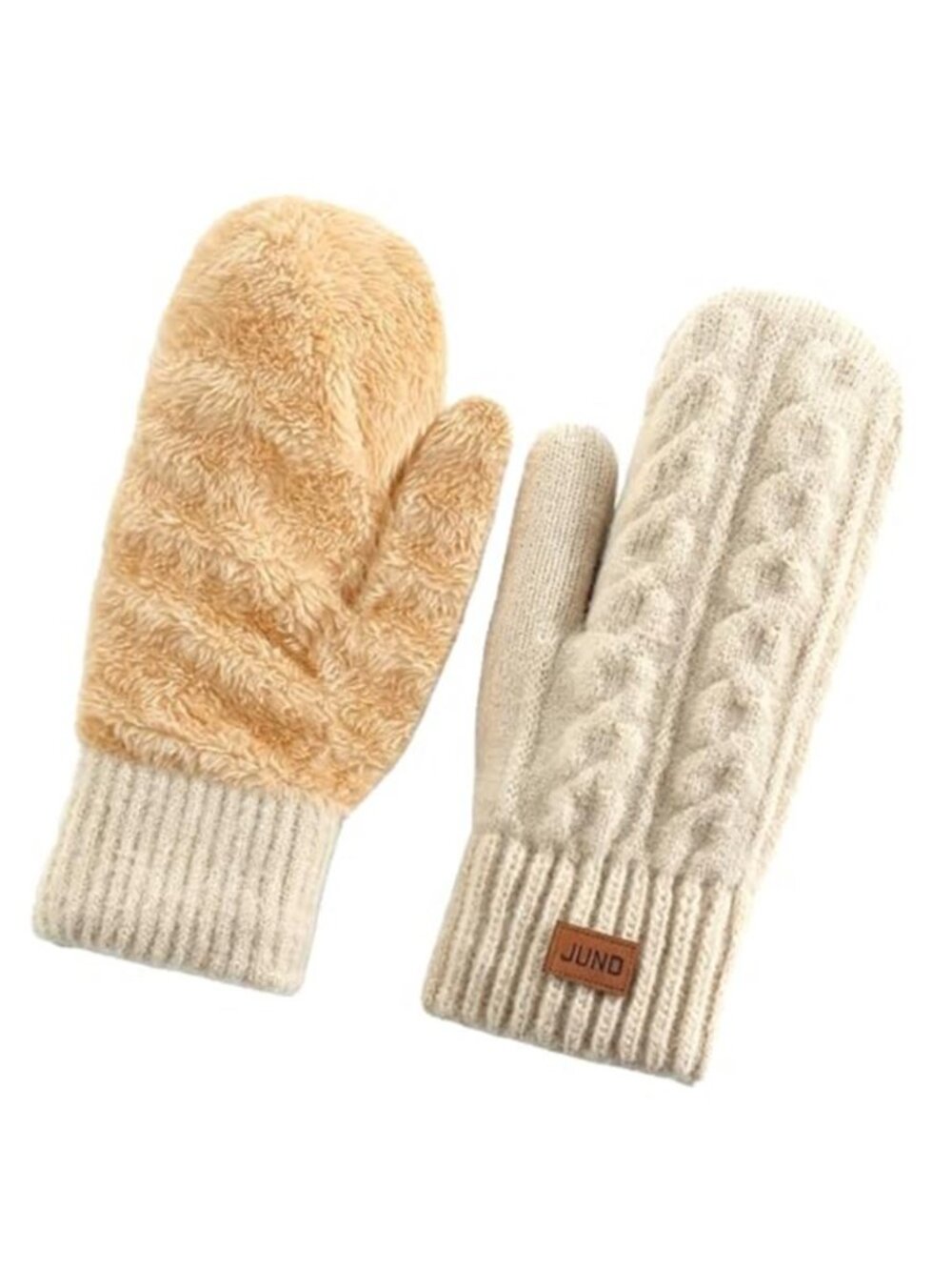 Winter Knit Mittens for Women Thermal Plush Lined Cold Weather Snow Gloves